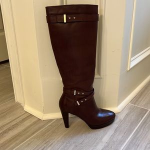 Cole Haan Cara knee high Chestnut leather boot.